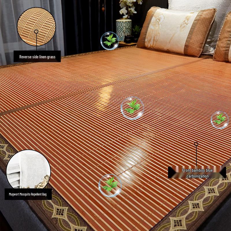 2026 Bamboo Cooling Mat: Free Shipping, Foldable, Double-Sided Straw Mat for Dorms and Singles
