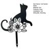 Katze Metall Dekorativer Gartenstecker Schwarze Katze Blumen Silhouette Statue für Außenhof Terrasse Rasen Dekoration