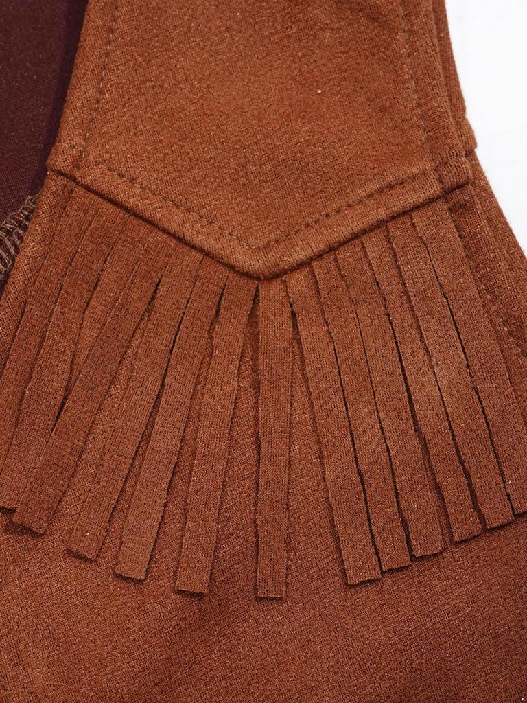 Kids Boys Western Cowboy Cowgirl Vest Halloween Holiday Carnival Party Dress Up Role Play Cosplay Jacket