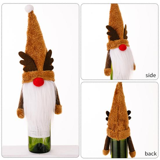 Champagne Bottle Cover Increase Atmosphere Reusable Fine Workmanship Wide Application Gift Decorate Cartoon Plush Christmas Wine Bottle Clothes