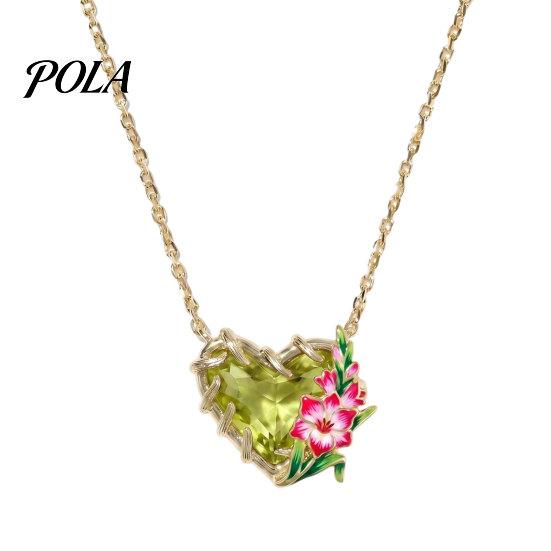 Elegant Birth Flower Jewelry Birthstone Heart Necklace, Stone And Pendant Jan To Stylish Lightweight Dec Floral Birthday Gift for Mom Wife Girlfriend
