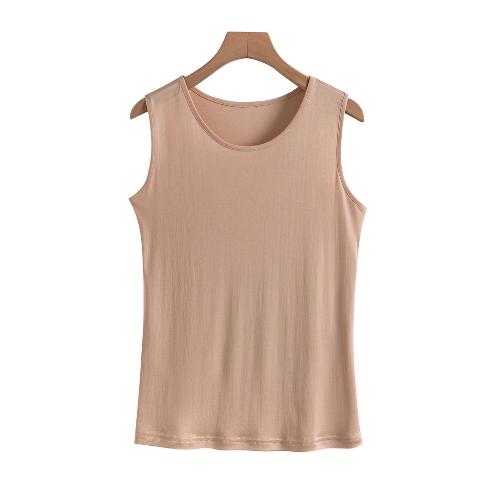 Herbst Reines Gestreiftes Seiden-Camisole: Ärmelloses Damen-Schlankheitstop für Unterwäsche oder Oberbekleidung