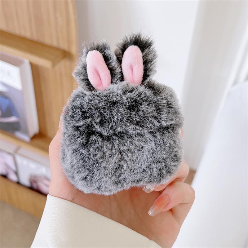 Hoesje Airpods Pro 3/4/Pro 2/Pro/3/2 Schattig Konijn Konijnenoor Hoesje Zacht Pluizig Pompom 360 Beschermend -Drop Oordopjes Tas for airpods pro