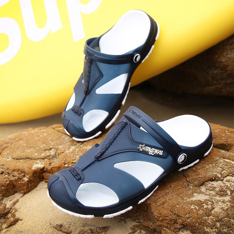 2024 Summer Men Slippers Clogs Slip-On Garden Shoes Breathable Man Sandals Plus Size Male Beach Shoes Flip Flops Quick Dry