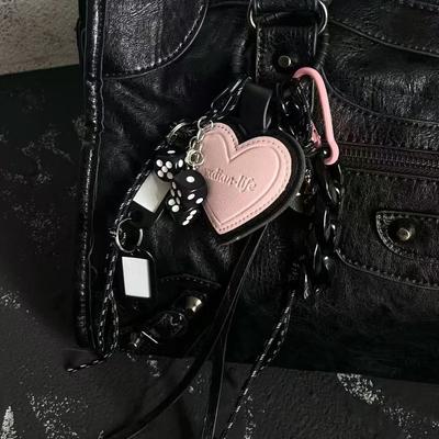 Black Pink Color Scheme Love Miu Wind Bag Pendant Sweet and Cool Wear Keychain Light Luxury High-end Pendant Pendant