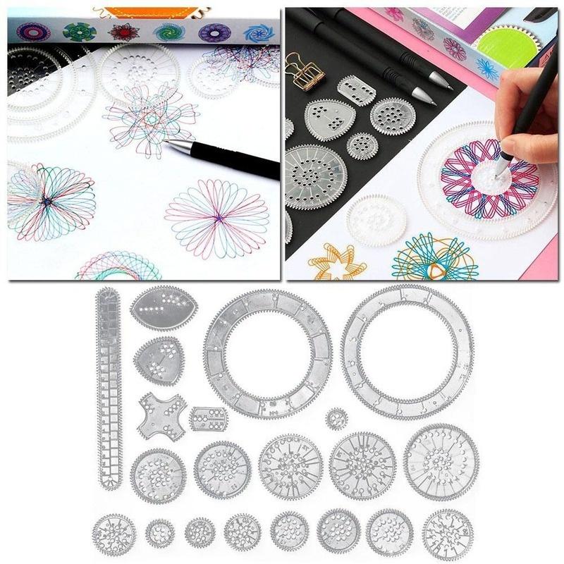 28PCS Ruler Interlocking Drafting Tools Stationery Geometric Drawing Toys Set LM