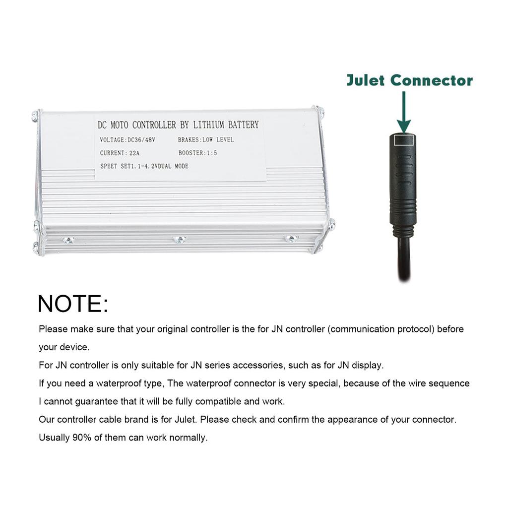 Electric Bike Controller DC 36V 48V 22A Brushless Square Wave Controller with Waterproof Connector Light Wire for 500W Motor