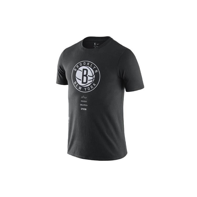 Men s Nike Brooklyn Nets Casual Printing Round Neck Short Sleeve Black T-Shirt CK7938-010 M