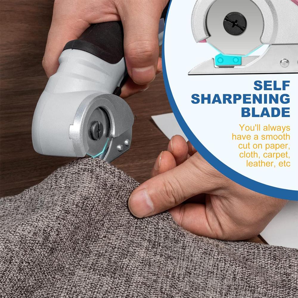 Cordless Electric Scissors Cardboard Cutter with Safety Lock 4.2V Electric Mini Cutter Rechargeable Rotary Cutter for Leather