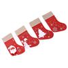 Christmas Stocking Decorative Cartoon Pattern Cuff Stocking Ornament for Tree Stairs Fireplace Red 4pcs