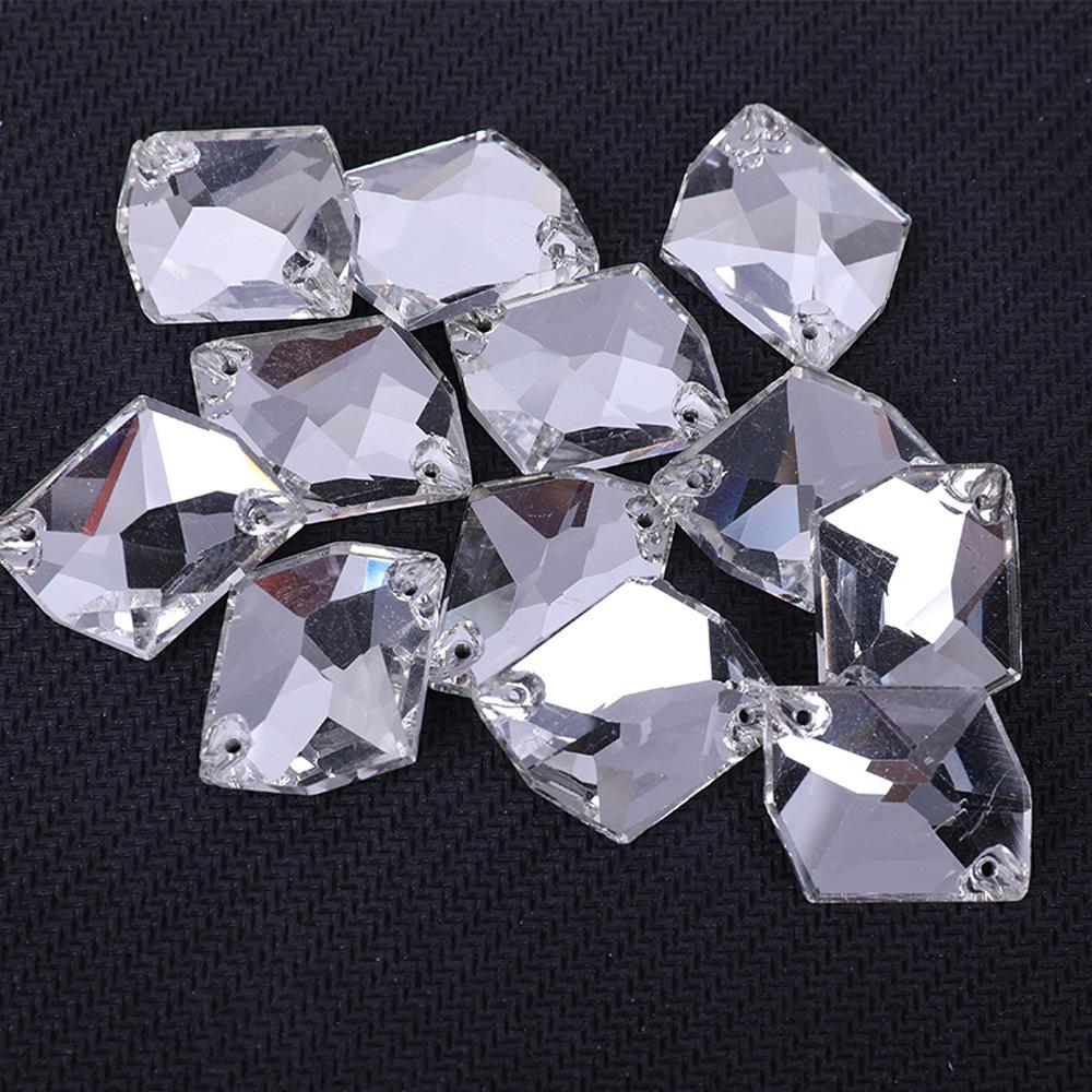 K9 Weichen Special-Shaped Flat-Bottomed Double-Hole Glass Hand-Sewn Drill, White Ab Special-Colored Clothing With Diamond Diy Crystal Drill