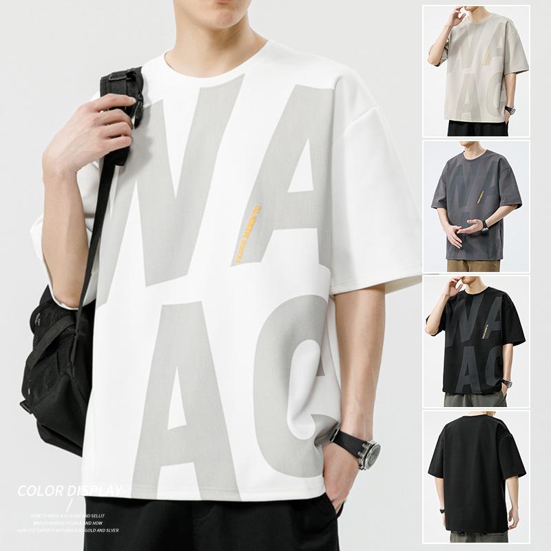 

Мужская футболка с коротким рукавом, летняя новая корейская версия гонконгского модного бренда Ins, повседневная рубашка с коротким рукавом, футболка с половиной рукава, верх