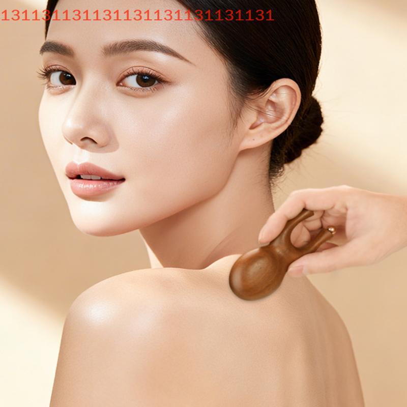 12 Copper Beads Guasha Face Massager Tool Sandalwood Handle Fascia Lifting Face Manual Massager Anti Static Frog Shape Handheld