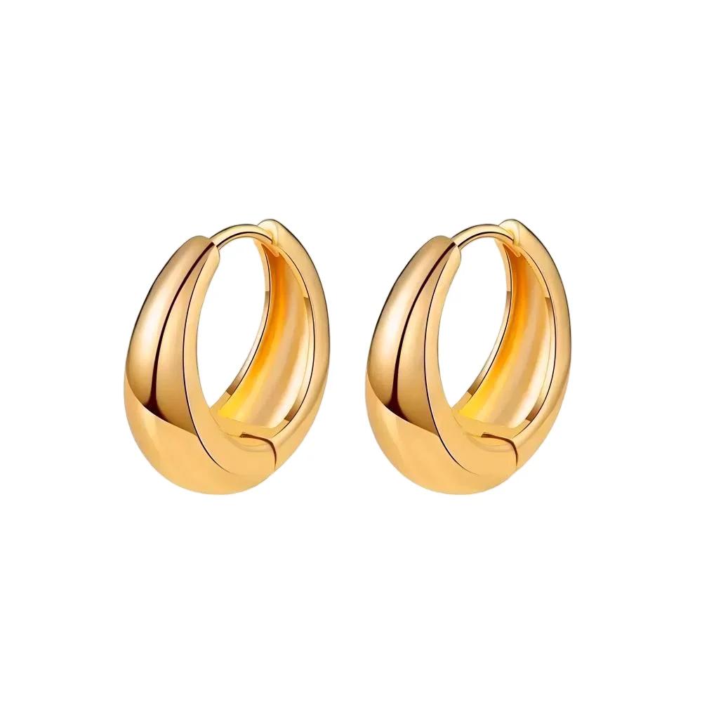 8/10/12mm Minimalist Tapered Stainless Steel Huggie Hoop Earrings For Women Gold Color Chunky Teardrop Unisex Korean Jewelry