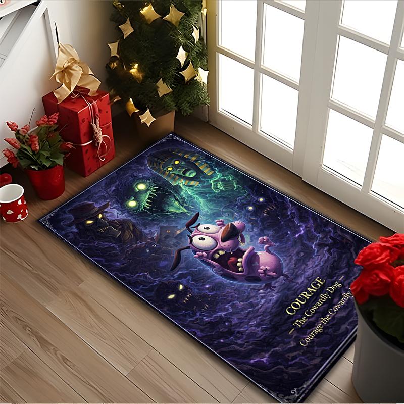 1pc Office Printed Area Carpet, Courage the Cowardly Dog Rug, Home Sofa Chair Mat For Christmas and Halloween Décor