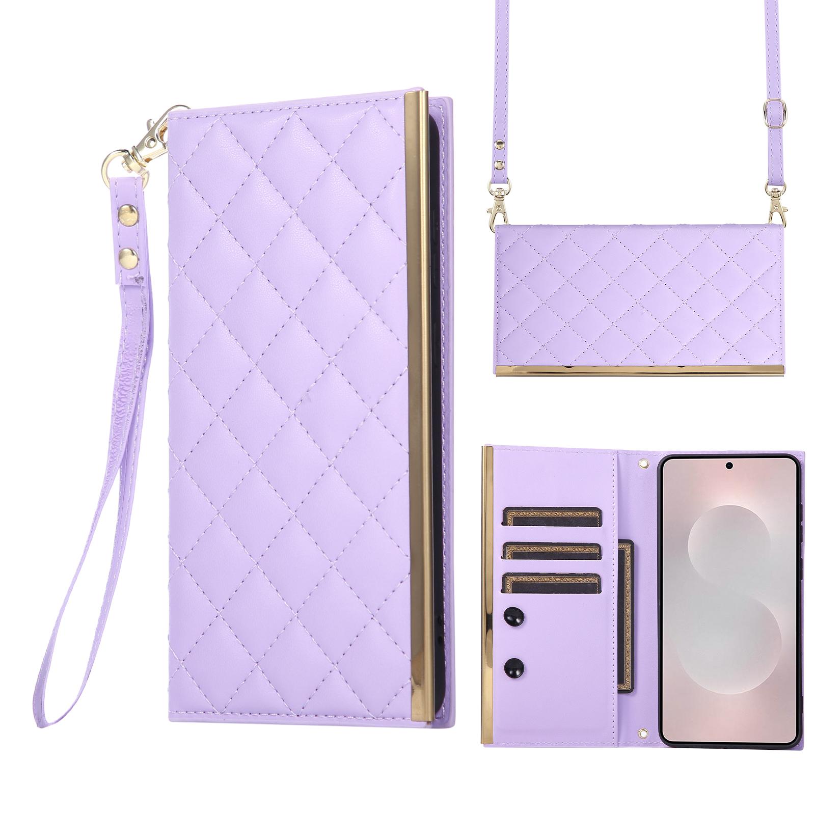 

For Samsung Galaxy S25 Edge Case Suction Cup PU Leather Wallet Phone Cover with Straps