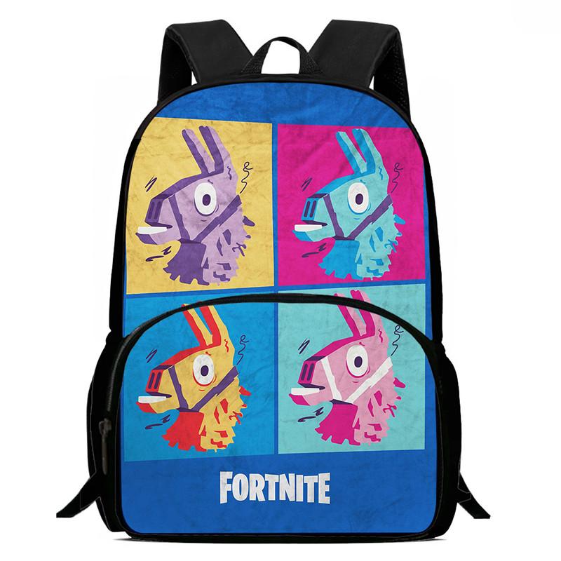 15 Inch Fortnite Cartoon Backpack Unisex for Boys Girls with Front Pocket Lightweight Student School Bookbag Large Capacity