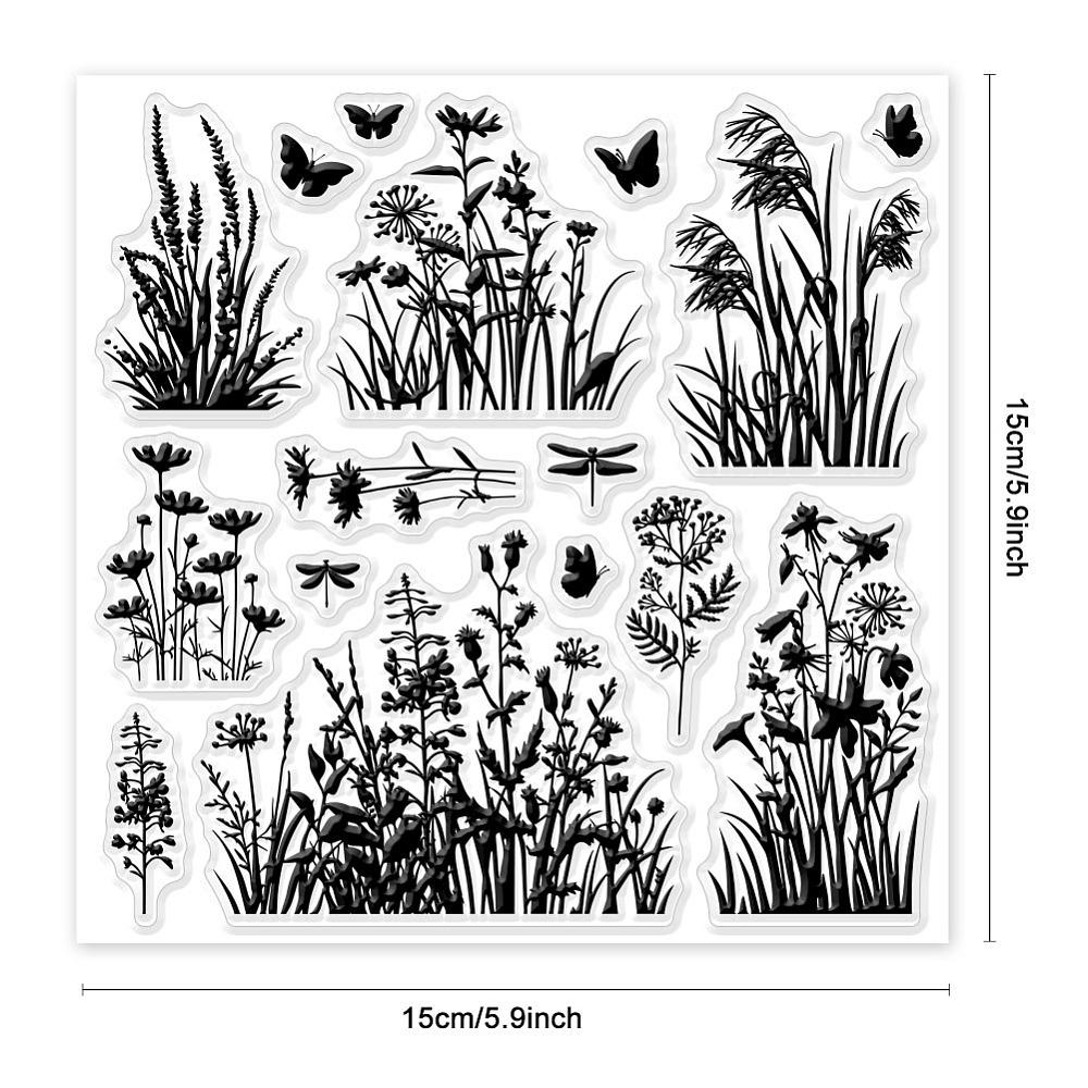 Timbri in Plastica PVC per Scrapbooking Fai da Te Album Fotografico Biglietti Decorativi Fogli di Timbri Cornice Film Fiore 15x15cm