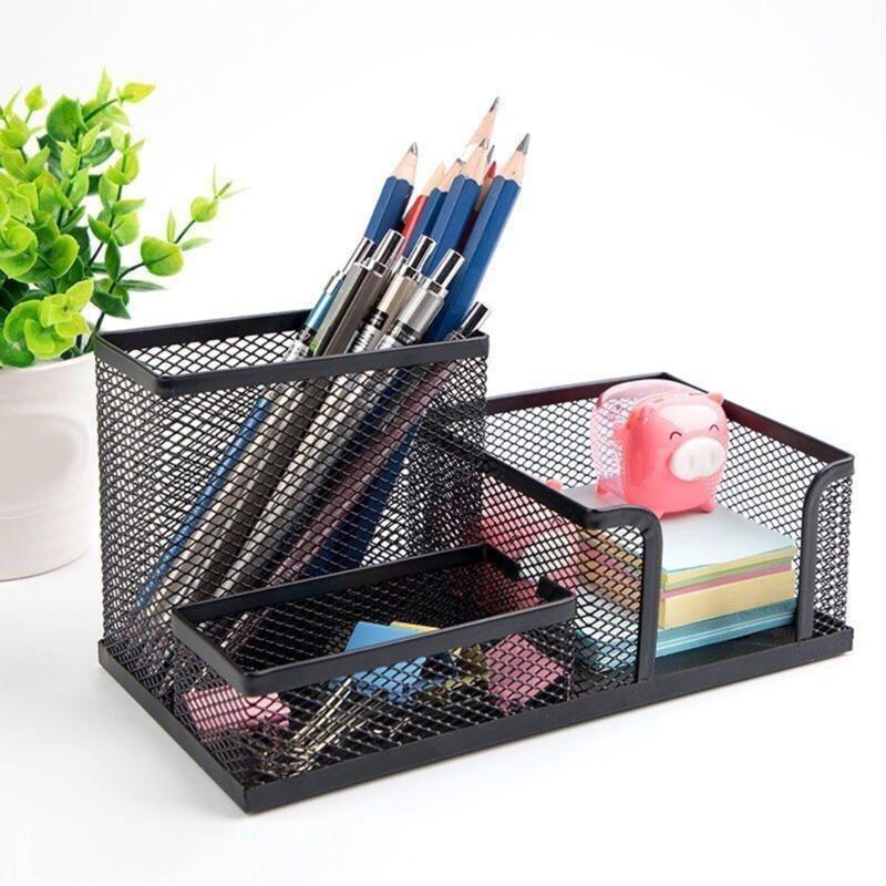3 Compartments Pen Holders Desk Organizer Large Capacity Pencil Holders Pencil Storage Box Office Supplies For Home