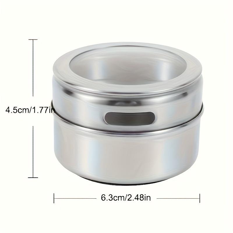 12pcs Magnetic Seasoning Jars with Base Seasoning Jar & Visible Window Stainless Steel Spice Containers Kitchen Accessories Set
