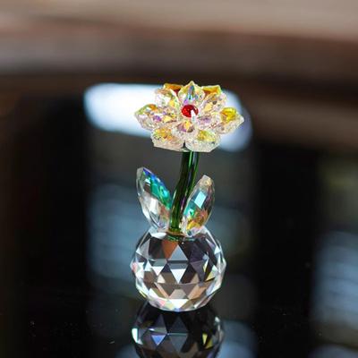 Künstliche Kristall Sonnenblumenfigur Glasblumen-Ornament Sammlerstück Schreibtisch Sonnenblumenstatue für Tisch Fenster Auto Dekoration