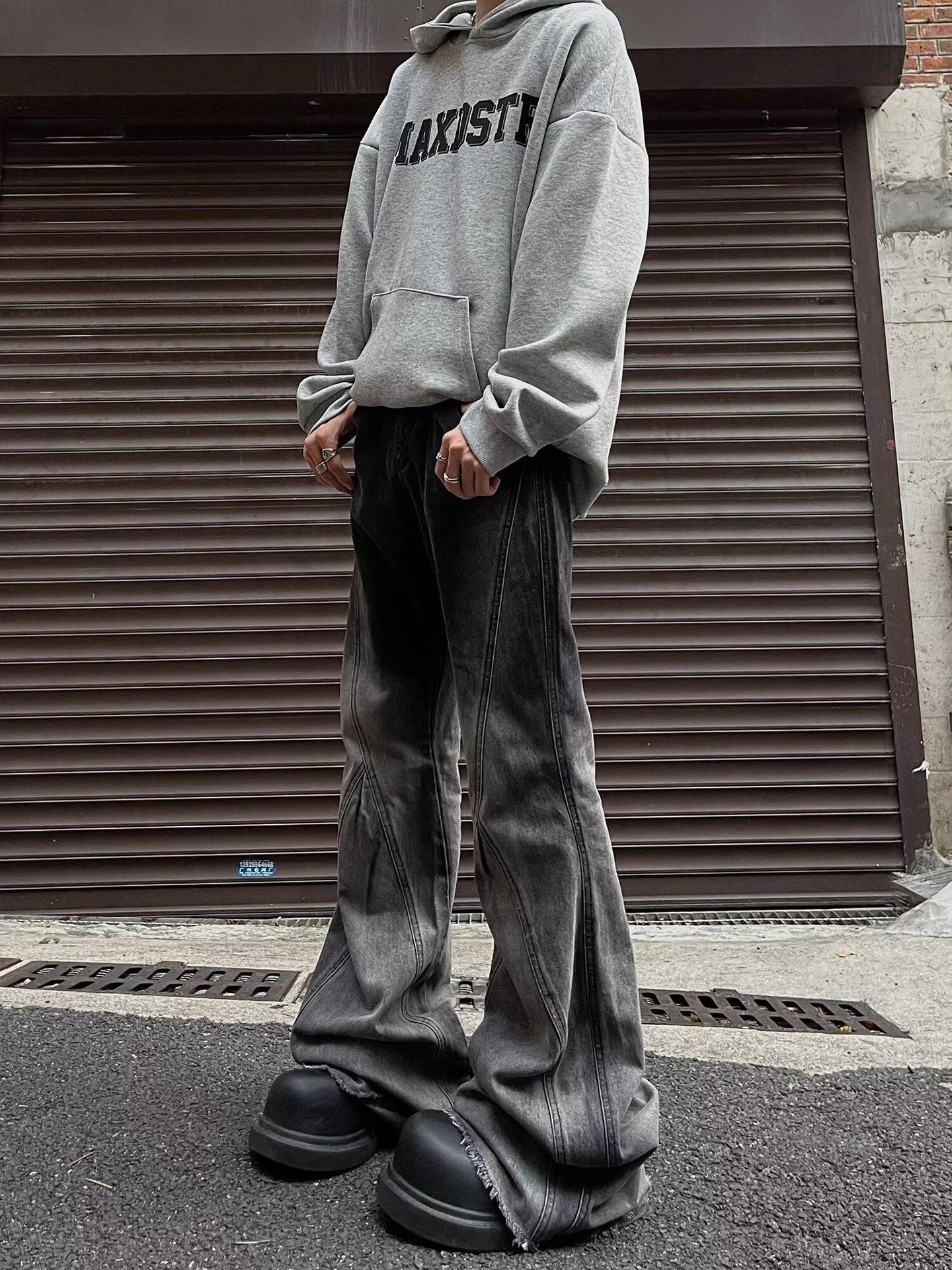 

Мужские джинсы-клеш в стиле ретро с градиентом — осенний узкий крой, широкий покрой XL