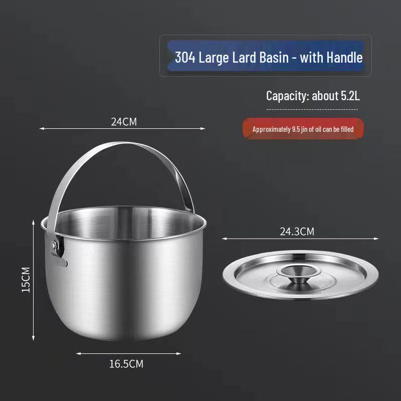 Melang 304 Stainless Steel Oil Storage Pot with Strainer and Lid