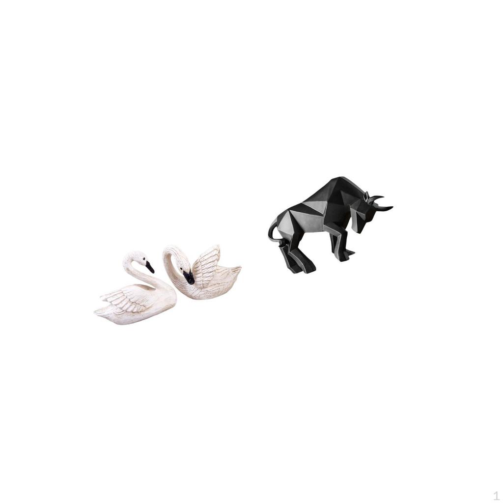 Elegant Resin Swan And Bull Sculptures for Home Office Bedroom Living Room Entryway Tabletop Desk