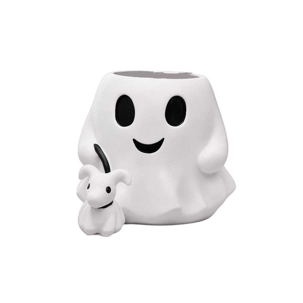 Resin Halloween Ghost Figurine Desktop Ornament Cartoon Craft Decoration Pot for Home Office Tabletop Display