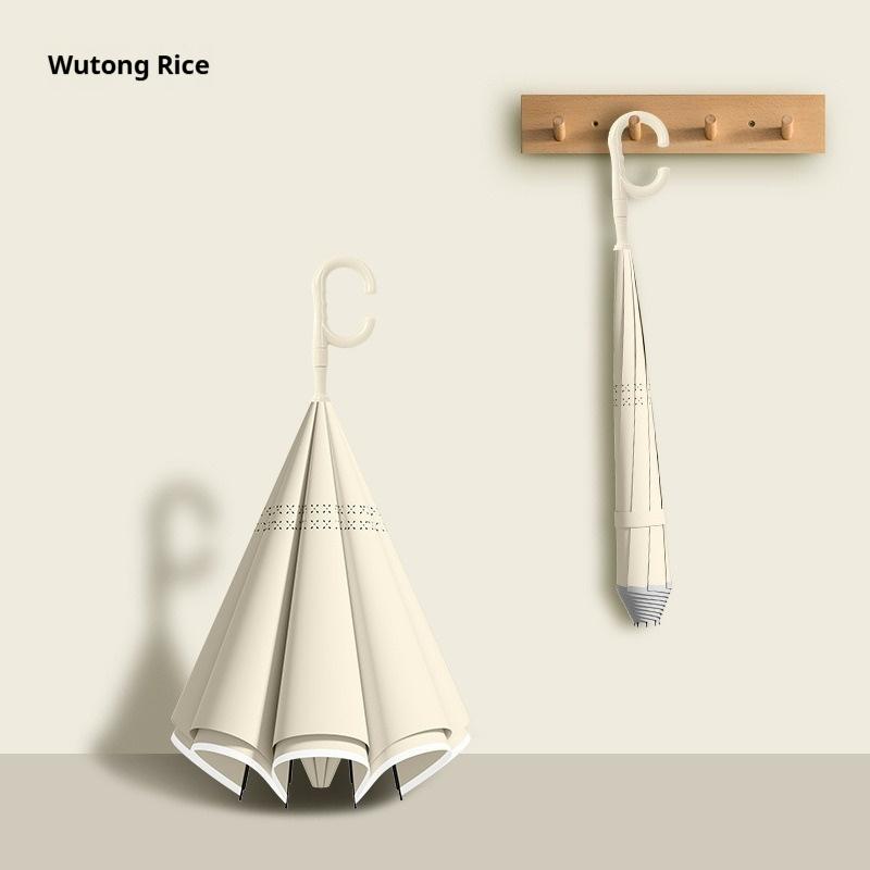 Large-Size C-Type Vehicle Mounted Automatic Umbrella Wind Resistant Double-Layer Color Matching Reverse Long Handle for Rainstor