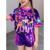 Kpop Cartoon Graphic Girls T-Shirt and Pants Set Girls' Summer Clothing Cute Short Sleeve Set Children's T-Shirt and Shorts Set