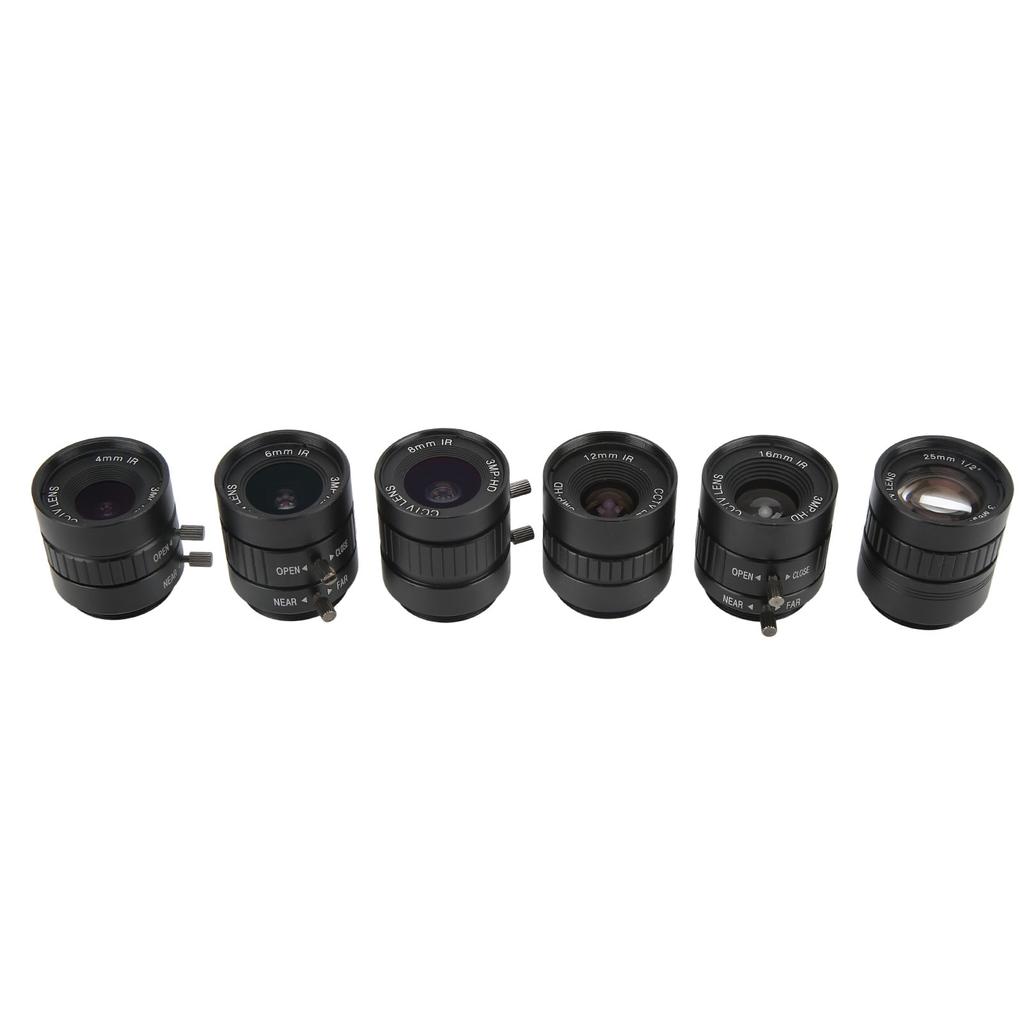 6pcs CS Mount Lens Kit 4mm to 25mm Focal Length 3MP Manual Aperture for Digital Camera