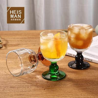 Retro Colored Bead Fruit Wine Glass Ancient Goblet Transparent Small Wine Glass Cold Drink Wine Glass Red