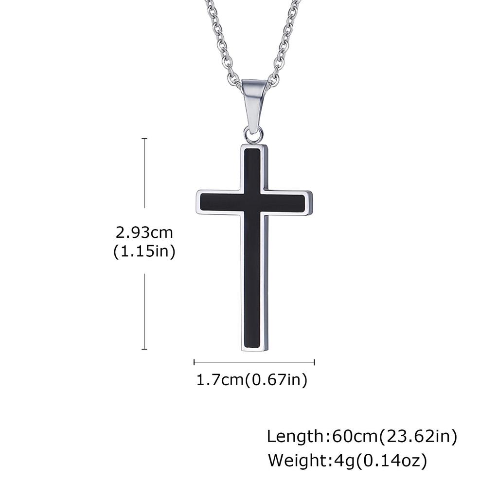 Stylish Men's Cross Necklace,Stainless Steel Silver Color Cross Pendant Necklace,Christian Religious Faith Easter Jewelry Gift