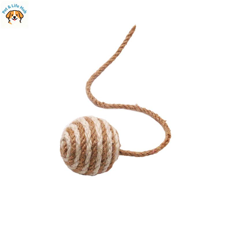 Pet Sisal Rope Weave Ball Cat Teaser Toy Interactive Chewing Scratch Catch Rattle Play Toy For Cats Kitten Accessories