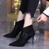 Short Shoes for Woman Women's Ankle Boots Very High Heels Footwear Pointed Toe Pink Suede Booties Heeled Sexy Chic and Elegant