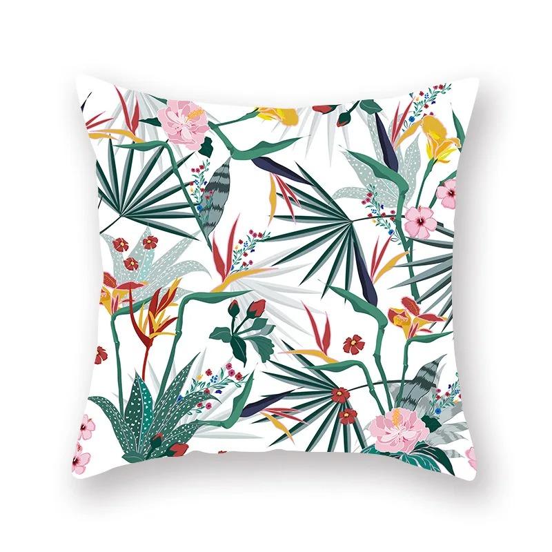 Car Living Room Sofa Cushion Cover Pink Botanical Flower Print Pattern Luxury Home Decor Pillow Cover