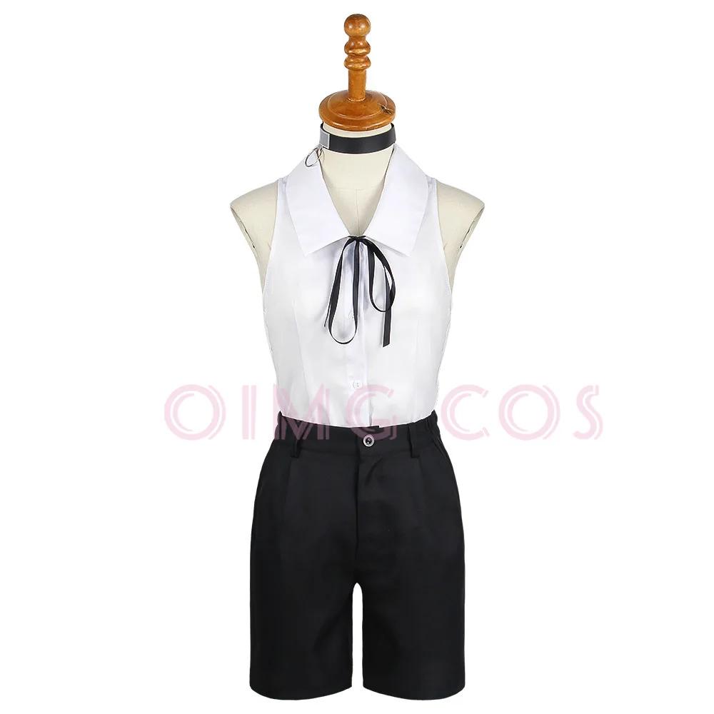 Reze Cosplay Kostüm Chainsaw Man Outfits Blauer Anzug Hemd Krawatte Kurz Halsring Frauen Anime Uniform Halloween