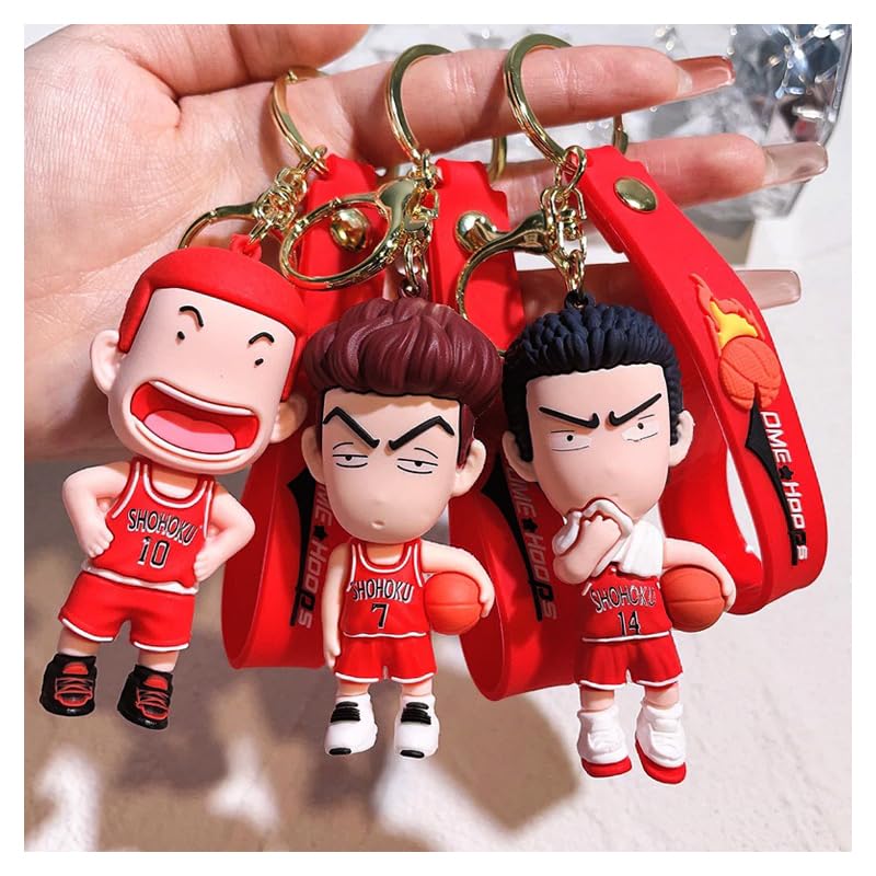 set of 5 slam dunk keychain Kaede Rukawa Hisashi Mitsui Ryota Miyagi Takanori Akagi Sakuragi Hanamichi key chain pendant decoration anime character