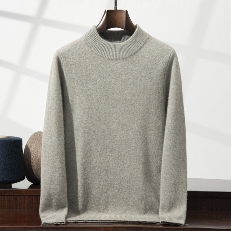 New cashmere sweater men's semi-turtleneck pullover thickened sweater loose and versatile solid color cashmere knitting