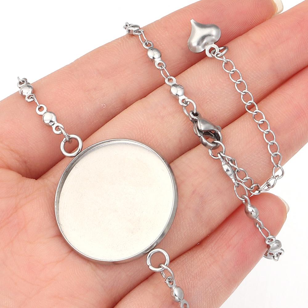 2 Stück Edelstahl Armband Basis 12-25mm Rund Cabochon Cameo Leere Schale Armband Armreif Basis Für Schmuckherstellung Zubehör