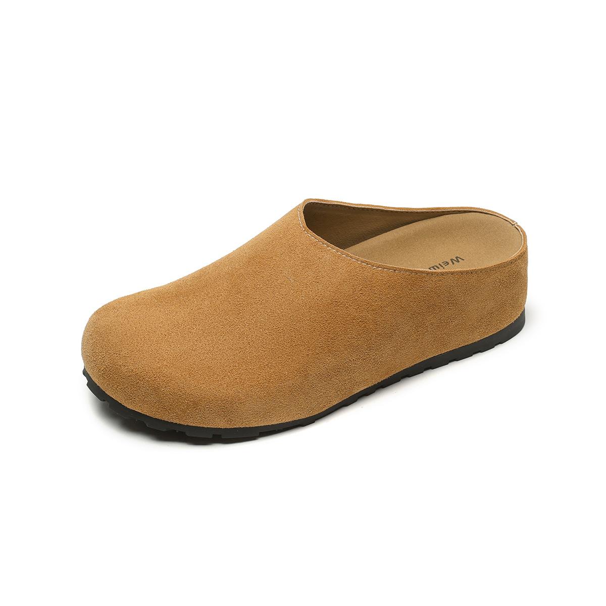 

внутреннее увеличение высоты кожаный ленивый мешок голова тапочки женская одежда полутапочки на улице 41 малиновый