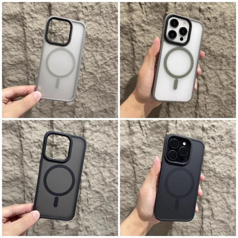 Original Matte Magnetic Phone Case For iPhone 17 Air 16 15 14 12 11 13 Pro Max For Magsafe Wireless Charging Translucent Cover