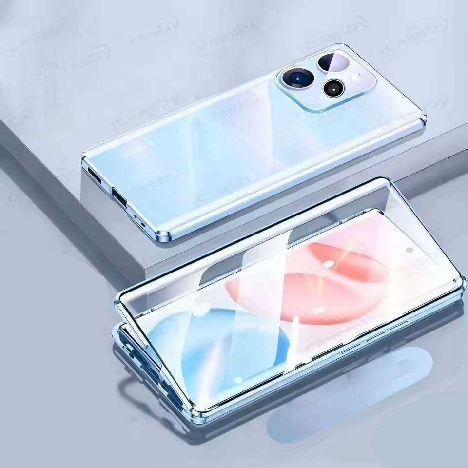 Magnetische Hülle für OPPO Reno15 Reno11 Reno12 Reno13 Pro F mit Metallrahmen Doppelseitiges gehärtetes Glas Voller Objektivschutz Abdeckung Handy-Bumper