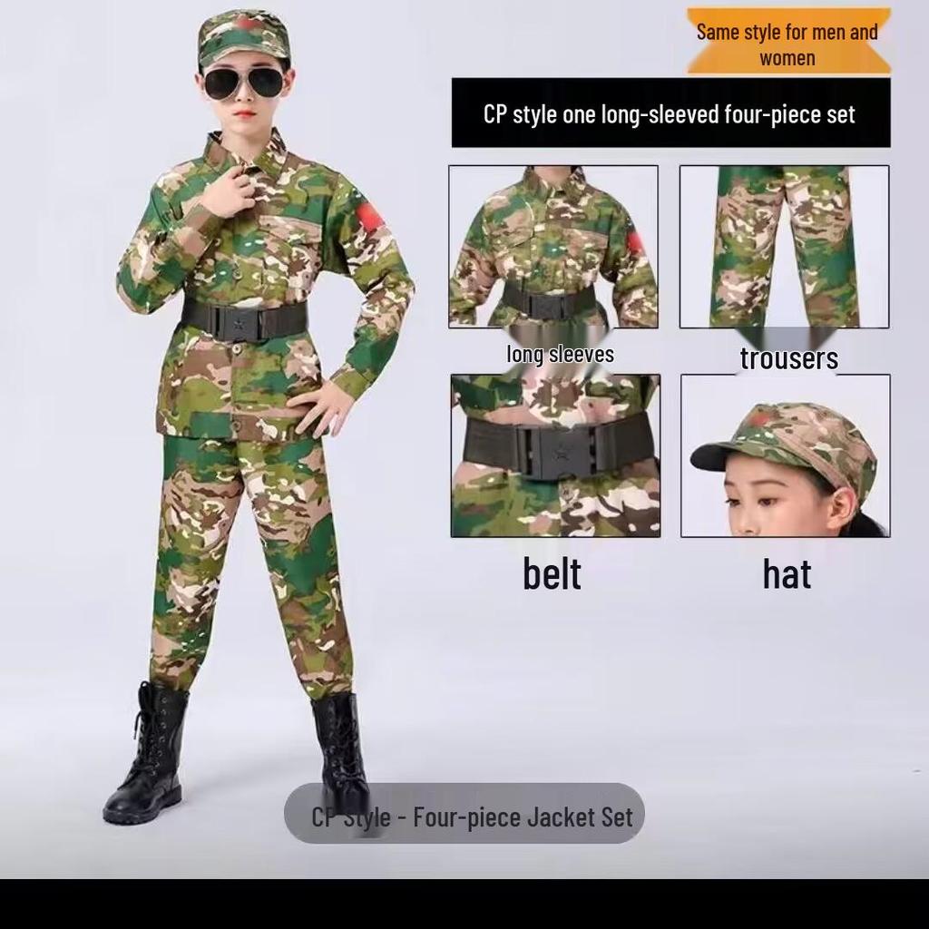 Çocuk Kamuflaj Askeri Üniformaları (Erkek ve Kız Çocukları İçin) - Anaokulu Eğitimleri, Yaz Kampları veya Okul Gösterileri İçin Mükemmel.