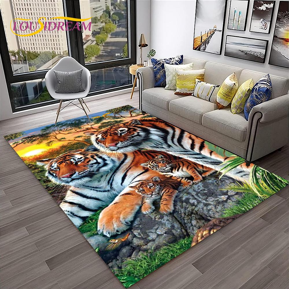3D Cartoon Droom Tijger Dier Beest Tapijt Vloerkleed voor Huis Woonkamer Slaapkamer Bank Deurmat Decoratie, Kinder Vloerkleed Antislip Vloermat