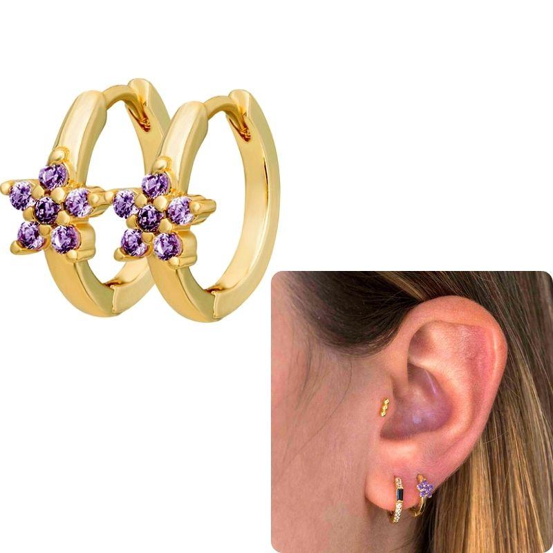 Damen 925 Silber Ohrstecker Lila Zirkon Ohrringe Creolen Lila Kristall Anhänger Ohrring Mode Hochzeits Schmuck
