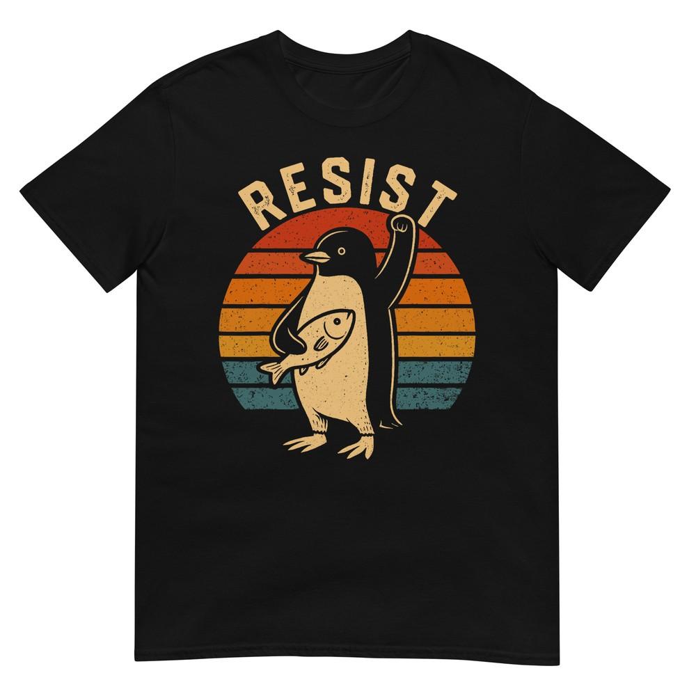 Funny Penguin Resist Penguins Protest Against Tariffs T-Shirt S