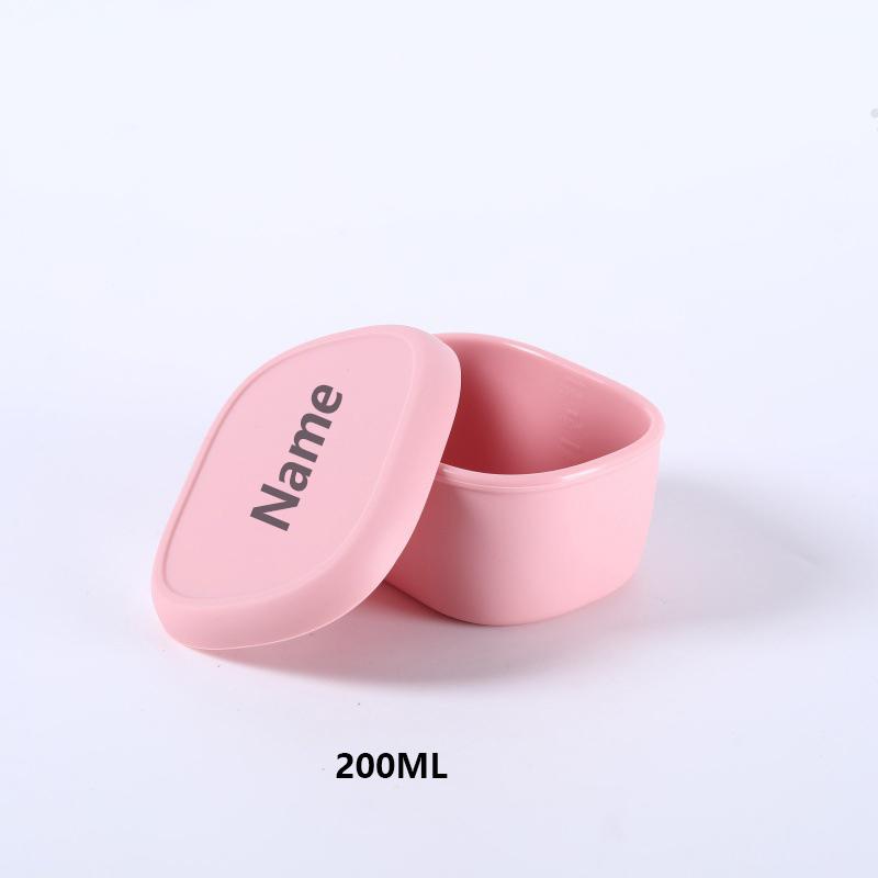 

Нетоксичный силиконовый контейнер для обеда пищевого качества, безопасный для микроволновой печи, контейнер для хранения, бесплатная печать имени, подарок-сюрприз