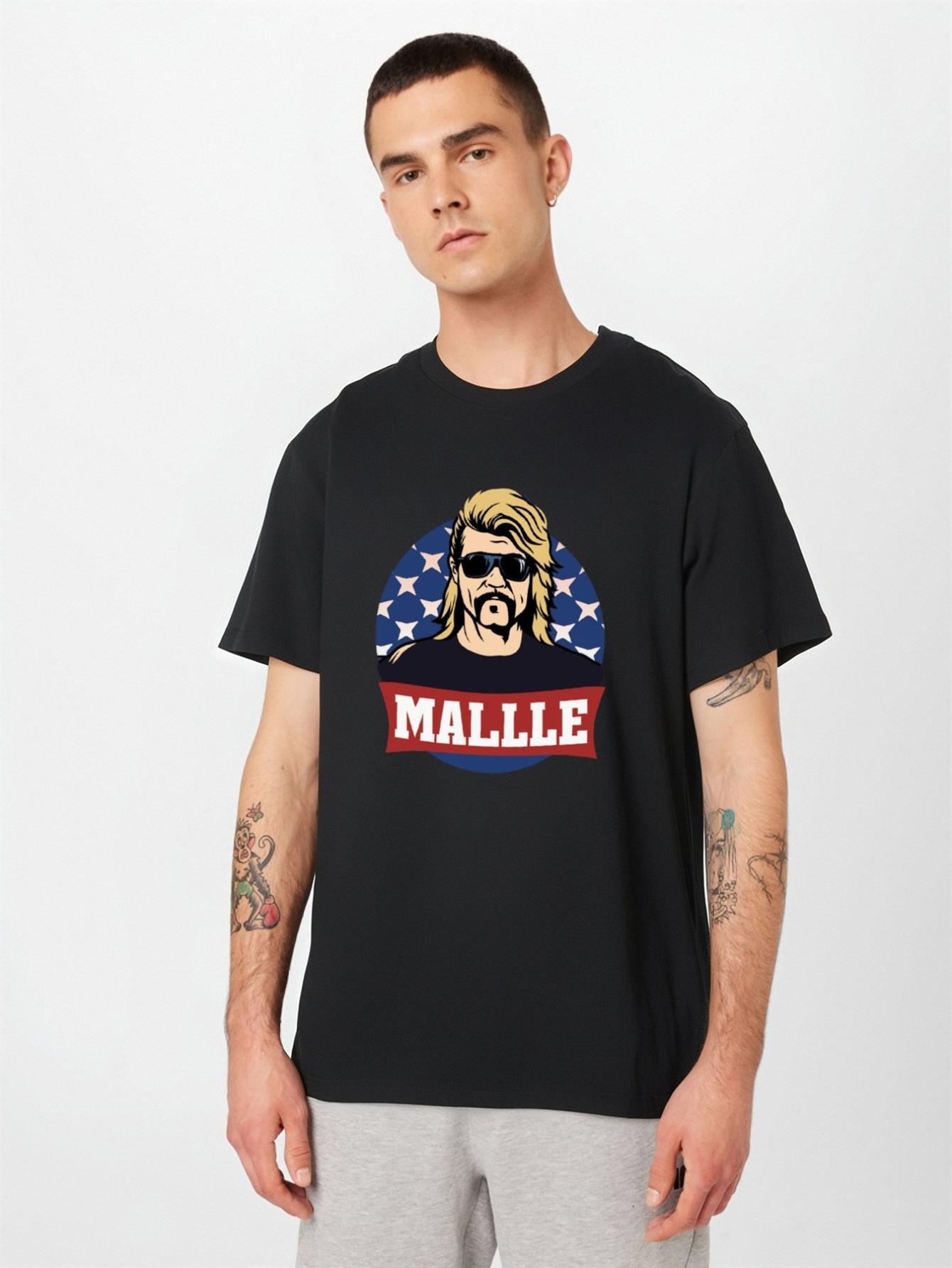Heavy Cotton TShirt Iconic MALLLE Logo and Character Print Short Sleeve Crew Neck Casual TShirt Suitable S